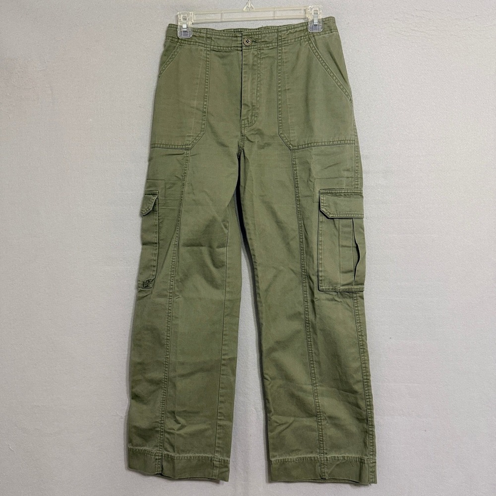 Abercrombie & Fitch Wide Leg Cargo Pants Womens Size 4 Olive Gorpcore Tech
